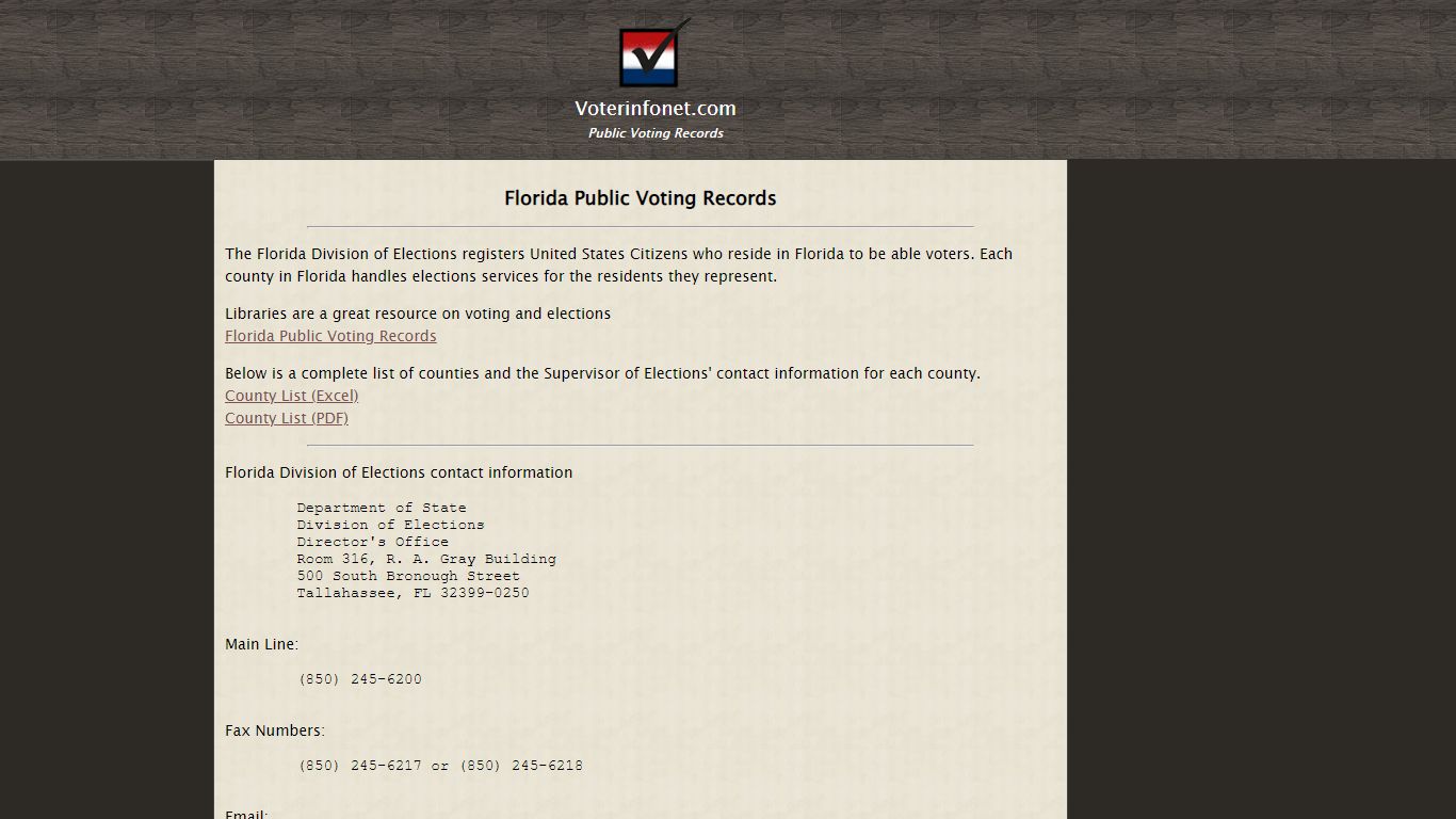 Florida Public Voting Records - Voterinfonet.com